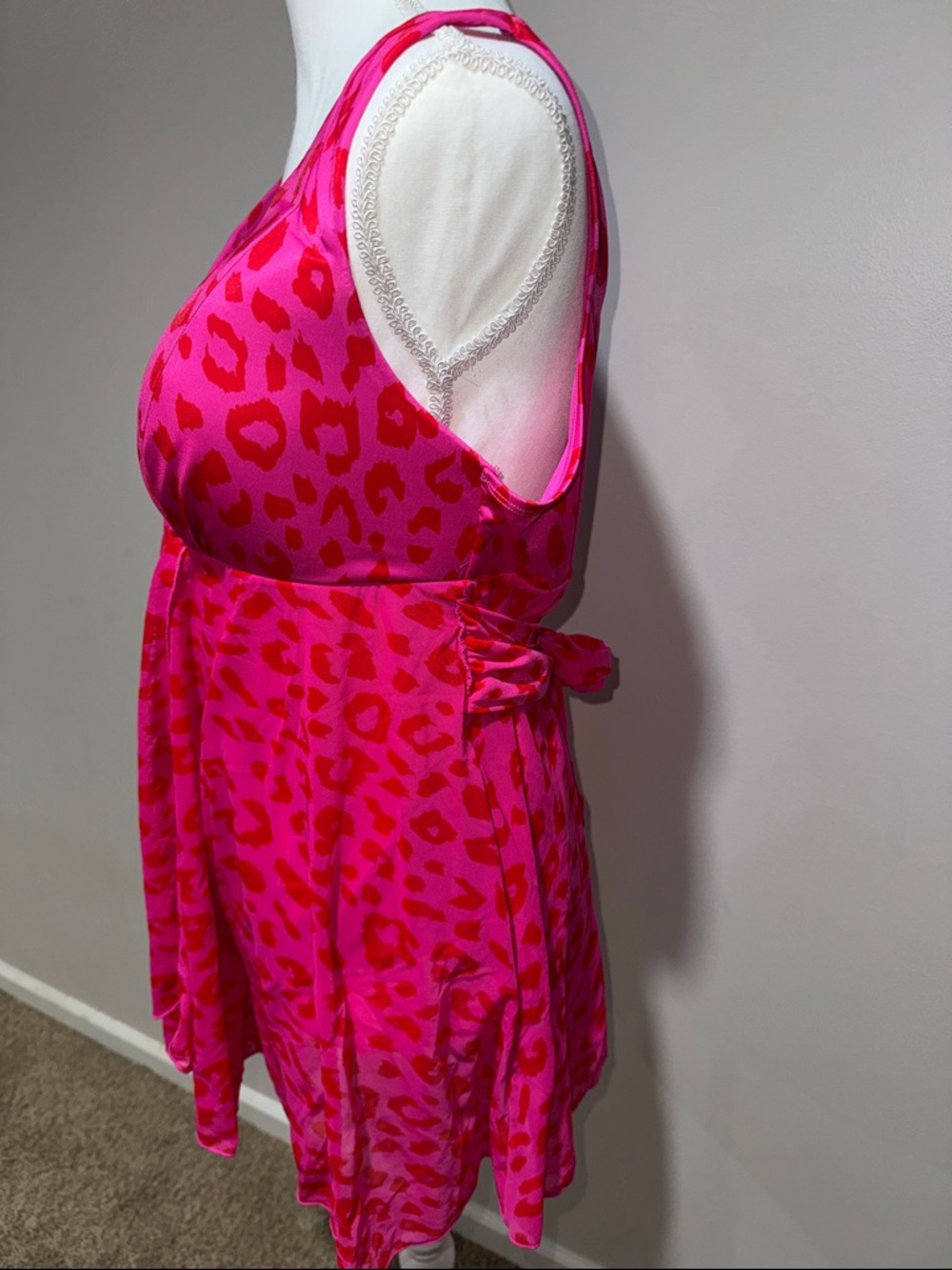 Lane Bryant Hot Pink & Bright Pink Animal Print One-Piece Swimdress - Picture 8 of 13